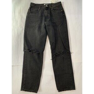 🌻2 for $20🌻 Zara Jeans Womens 10 Black Distressed Grunge Y2K Preppy Straight Leg